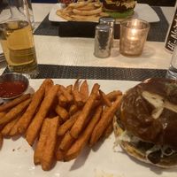 Mushroom bbq on a pretzel bun at All Set in Silver Spring