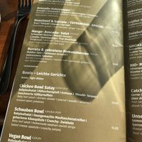 Menu (two vegan options and most veggie dishes can be veganized)  at Check Inn in Boblingen