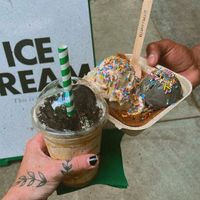 Atlanta Grand Slam in a warm cookie bowl and a milkshake!  at eighty7sweets Vegan Ice Cream Company in Atlanta