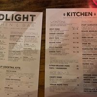 Food and cocktail menus   at Redlight in Bellingham
