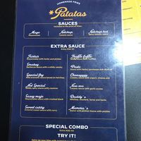 Sauce list menu in English. at Patatas in Belgrade