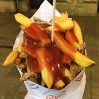 Fries and spicy ketchup   at Patatas in Belgrade