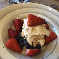 Peanut Ice Cream and Berries at B59 Hotel in Borgarnes