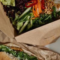 Banh mi and the noodle bowl, really good! at Hungry Monkey in Ingolstadt