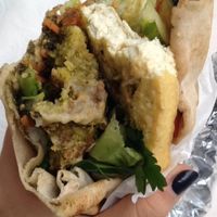 falafel and vegan halloumi wrap at Mo's kleiner Imbiss - The King of Falafel in Berlin
