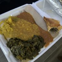 Not pretty,  but yummy.  at Gursha Ethiopian Grill in Des Moines