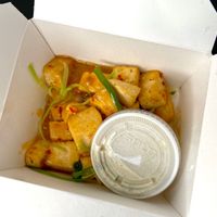 pineapple tofu (takeout) at Jude's Old Town in Seattle