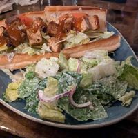 Tofu sandwich with Cesar salad at Jude's Old Town in Seattle