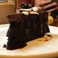 vegan chocolate cake at Brazen Open Kitchen + Bar in Dubuque