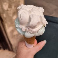 Banana on top of mint gelato at Gelato Fantasy - San Giovanni in Venice
