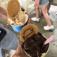 Just the one on the bottom is vegan, I had dark chocolate and mango!  at Gelato Fantasy - San Giovanni in Venice