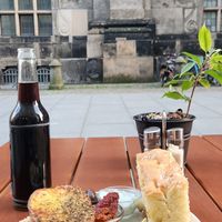 Vegan antipasti platte for one + a coke at Aha Cafe in Dresden