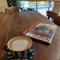 Large hot chocolate with oat milk at Aha Cafe in Dresden