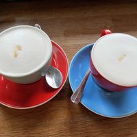 Coconut & oat milk latte, can you guess which is which?  at Butlers Coffee and Kitchen in Burgas