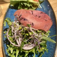 Purple bagel with hummus  at Bibliotheek Oosterschelde in Goes