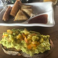 Vegan samosas and egg rolls  at Cafe Seminyak in Seminyak