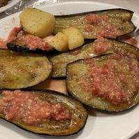 Eggplant with tomatoes and garlic at Taverna Tsambikos in Rhodes