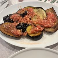 Fried aubergine with garlic and tomato   at Taverna Tsambikos in Rhodes