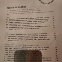 Vegan/vegetarian/gluten free menu.
Sorry about the quality of the photo 😅 at Plenty of Clouds in Seattle