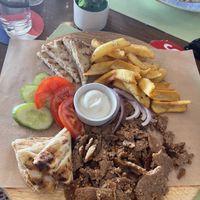 Vegan gyros with vegan mayo  at Orexi in Rhodes