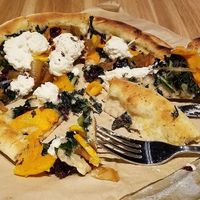 Butternut squash pizza... Almond ricotta was great but the mix of taste and textures didn't work for me, and it was difficult to cut or eat by hand at True Food Kitchen in Annapolis