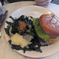 Vegan housemade burger and vegan Caesar salad at True Food Kitchen in Annapolis