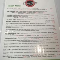 Separate Vegan Menu at Donut Villa Diner in Cambridge