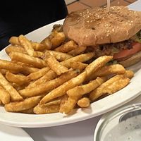 Black bean burgerrs  at Donut Villa Diner in Cambridge