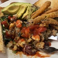 DVD scrambled vegan with avocado   at Donut Villa Diner in Cambridge