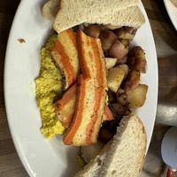 Tofu scramble with “bacon"  at Donut Villa Diner in Cambridge