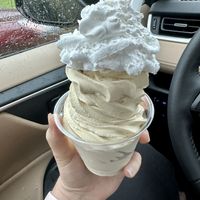 Pumpkin soft serve with dairy-free whip  at Skoops Ice Cream in Barberton