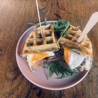 Savoury waffles   at Sugar Mama's Ice Cream Shack in Moffat Beach