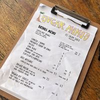 Front page of menu  at Sugar Mama's Ice Cream Shack in Moffat Beach