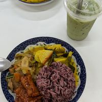 (matcha from Clover coffee over the road) at Vegan Station in Phuket