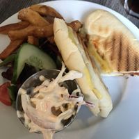 Vegetable ragu and vegan cheese panini  at Fountain Cottage Cafe in Hexham