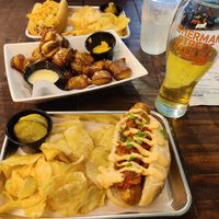 Vegan kimchi dog and pretzel bites at Sherman Street Beer Co. in Allentown