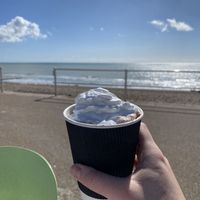 Vegan hot chocolate  at Sovereign Light Café in Bexhill