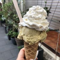 Salted pistachio with vegan chocolate waffle and vegan cream (3,50€)  at The Braze in Frankfurt