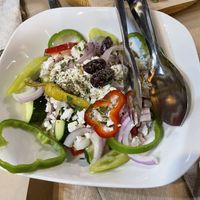 Vegan Greek salad  at Trilogia in Rhodes