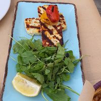 Grilled halloumi (also not vegan) at Trilogia in Rhodes