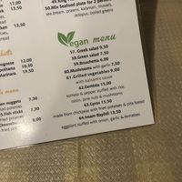 Vegan menu  at Trilogia in Rhodes