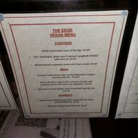 The Edge Vegan menu at The Edge in Whitby