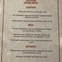 Lovely meal with separate vegan menu.  Everything was tasty and very hot, which we love as we can't stand luke warm food.  at The Edge in Whitby