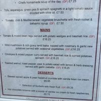 July 2026 menu  at The Edge in Whitby
