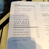 Soda, iced tea and mocktail menu at Tartoer in Antwerpen