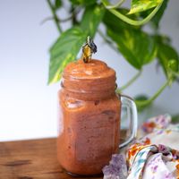 Pasion fruit frappe at Prana Café in Cancun