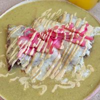 Vegan Chilaquiles at Prana Café in Cancun