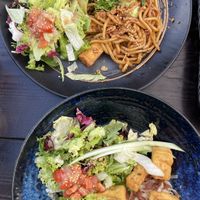 Oben An Nams Udon / unten Reisbandnudeln in Schalottensauce  at An Nam in Koblenz