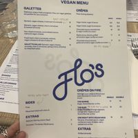 Separate vegan menu  at Flo's Crêperie in Noosa Heads