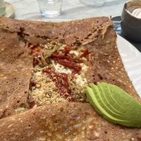 Sundried tomato vegan cheese walnuts with extra avocado   at Flo's Crêperie in Noosa Heads